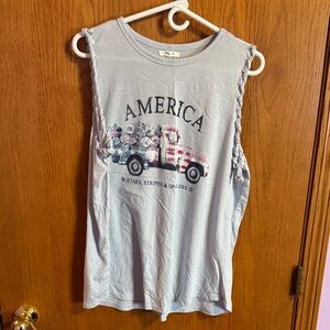 America blue graphic tank top